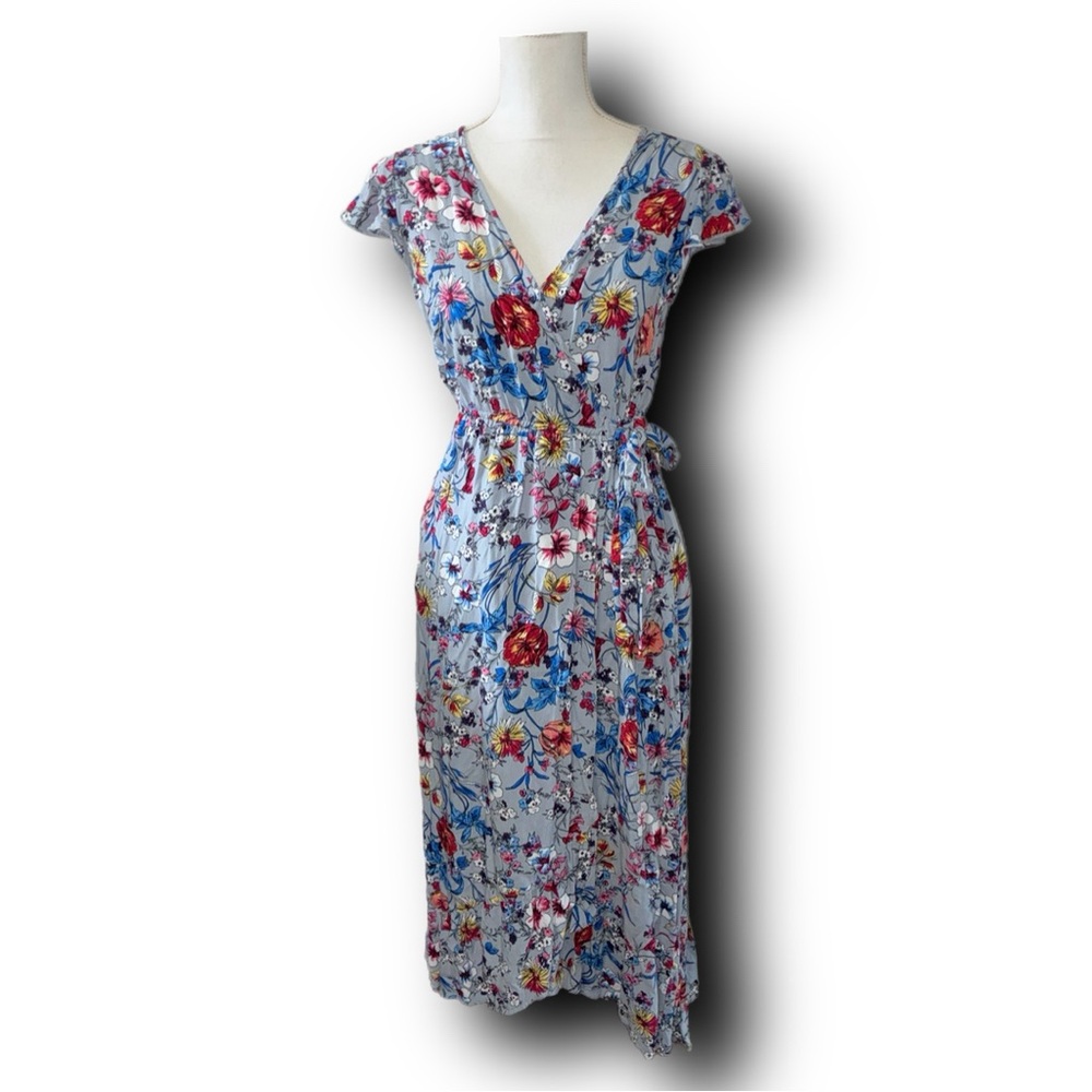 B.O.G. Collective Floral Faux Wrap Cotton Blend Midi Dress Practical Magic Vibe